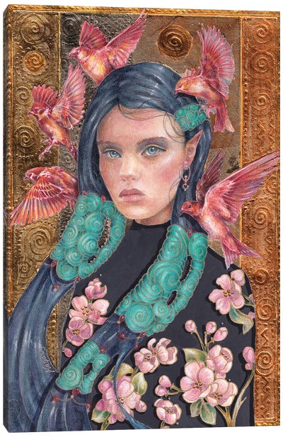 Edel Canvas Art Print - Floral Portrait Art