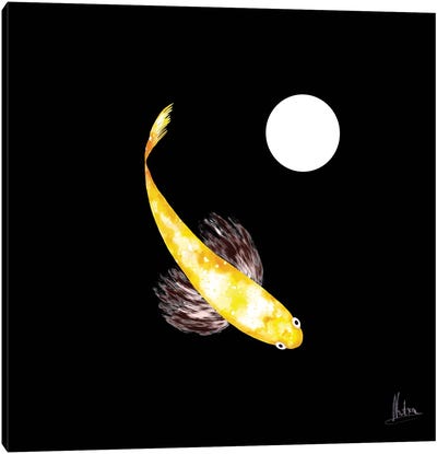 Goldfish Yellow Canvas Art Print - Black & Dark Art