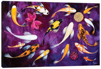 Koi II Canvas Art Print - Purple Art