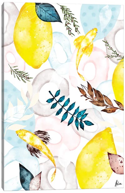 Lemons I Canvas Art Print - Pantone 2021 Ultimate Gray & Illuminating