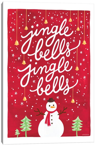 Jingle Bells I Canvas Art Print - Snowman Art