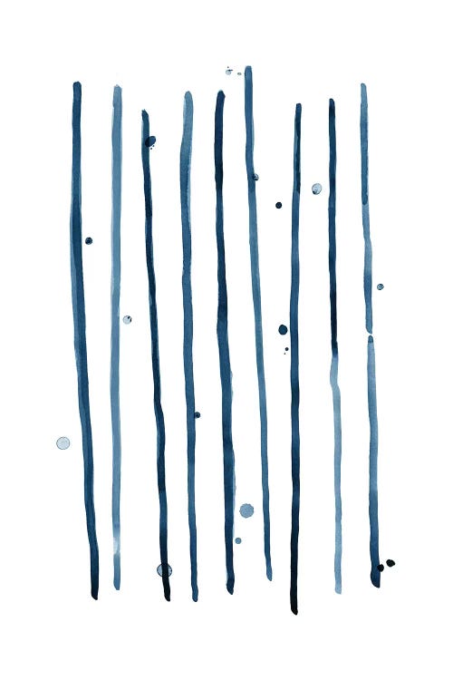 Watercolor Vertical Lines & Dots Blue