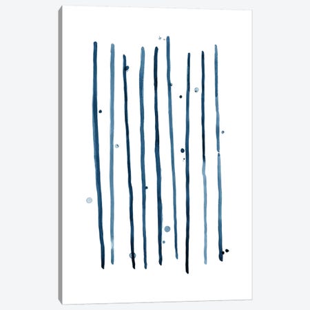 Watercolor Vertical Lines & Dots Blue Canvas Print #NUV100} by Nouveau Prints Art Print