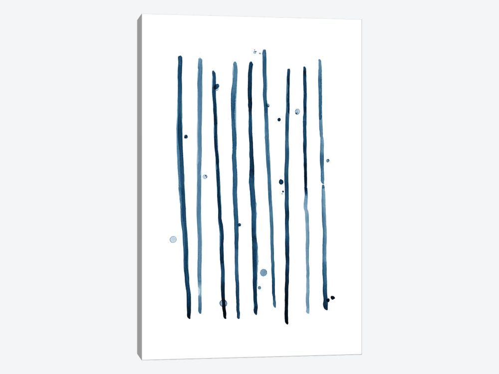 Watercolor Vertical Lines & Dots Blue by Nouveau Prints 1-piece Art Print