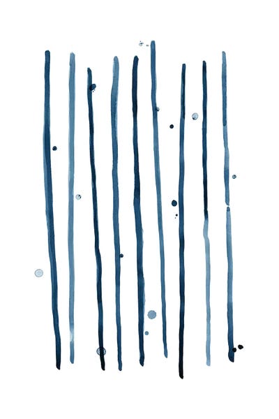 Stripes: Watercolor Vertical Lines & Dots Blue by Nouveau Prints