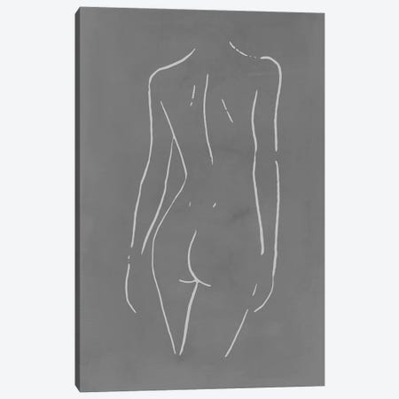 Female Body Sketch - Gray Canvas Print #NUV114} by Nouveau Prints Art Print