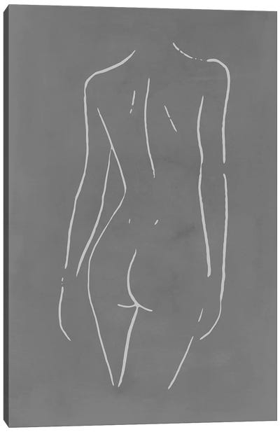 Female Body Sketch - Gray Canvas Art Print - Nouveau Prints