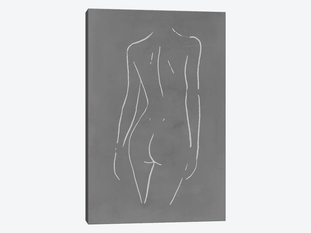 Female Body Sketch - Gray by Nouveau Prints 1-piece Canvas Wall Art