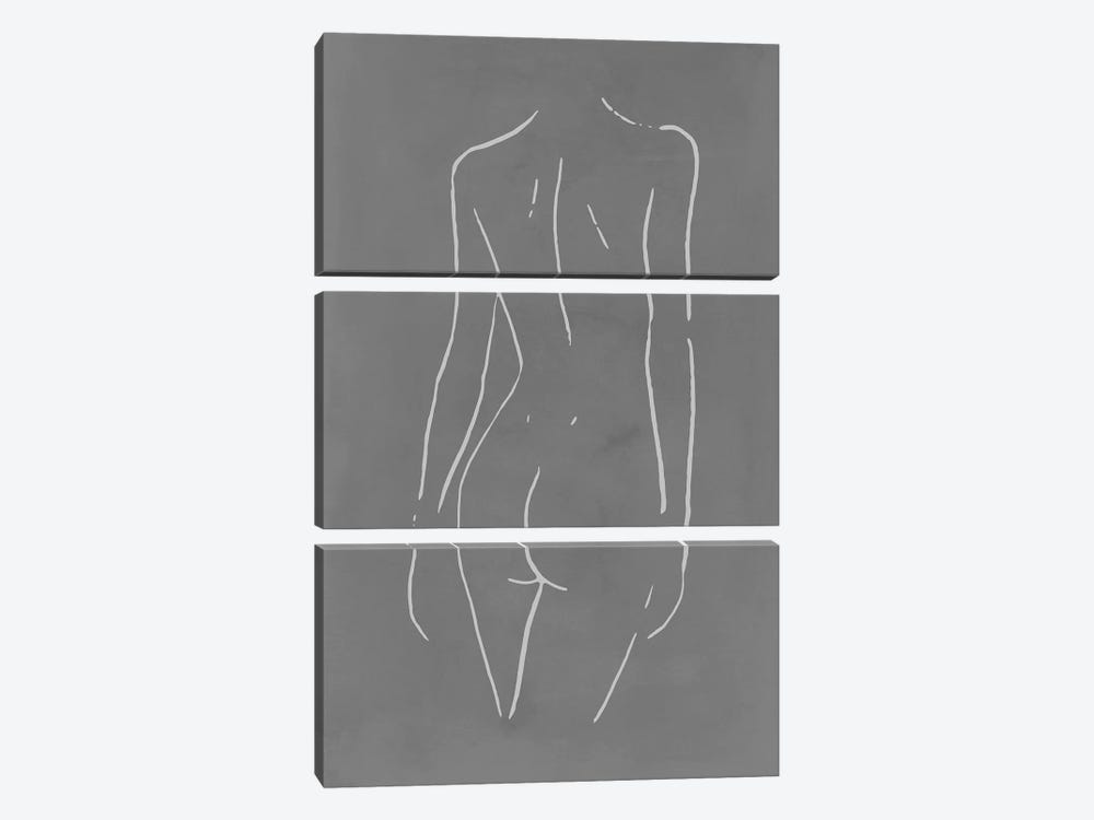 Female Body Sketch - Gray by Nouveau Prints 3-piece Canvas Art