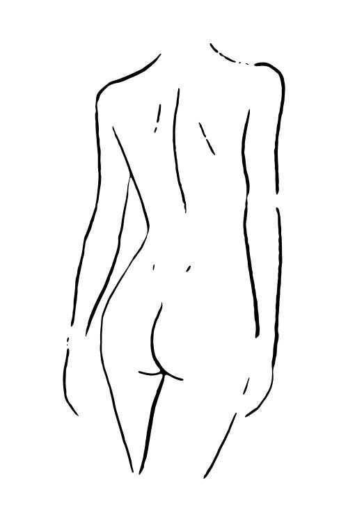 Female Body Sketch I - Black And White