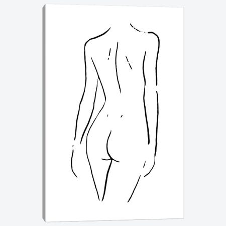 Female Body Sketch I - Black And White Canvas Print #NUV115} by Nouveau Prints Canvas Print
