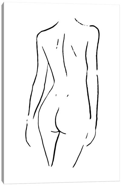 Female Body Sketch I - Black And White Canvas Art Print - Line Art