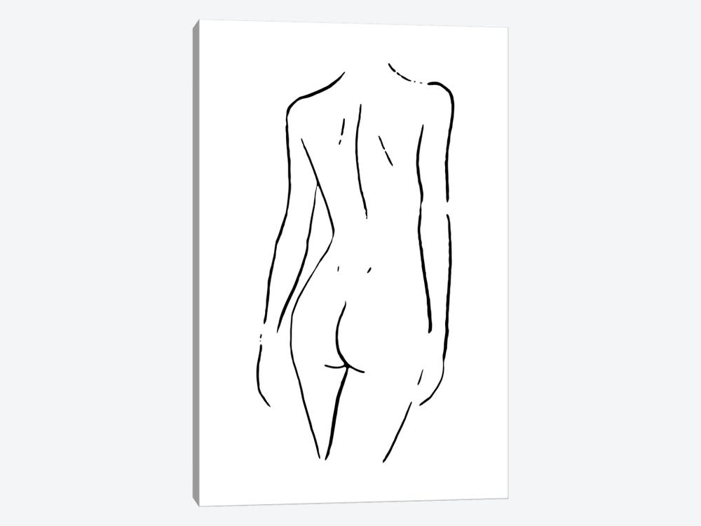 Female Body Sketch I - Black And White by Nouveau Prints 1-piece Canvas Art Print
