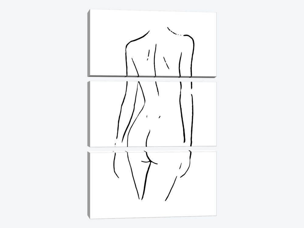 Female Body Sketch I - Black And White by Nouveau Prints 3-piece Art Print