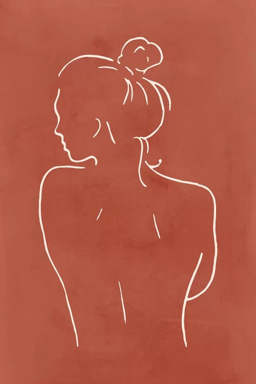Female Body Sketch - Terracotta by Nouveau Prints wall art