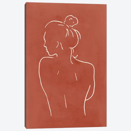 Female Body Sketch - Terracotta Canvas Print #NUV116} by Nouveau Prints Canvas Print