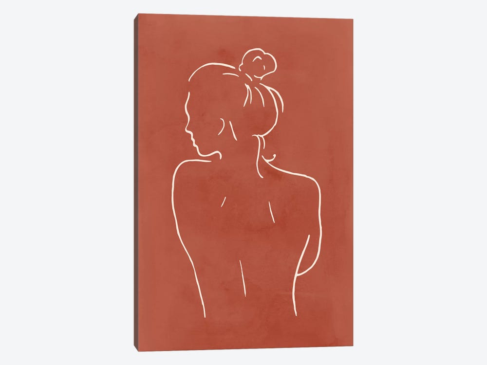 Female Body Sketch - Terracotta by Nouveau Prints 1-piece Canvas Artwork