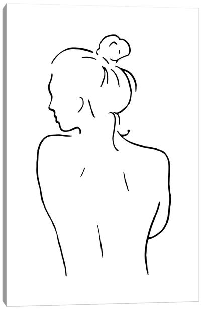 Female Body Sketch II - Black And White Canvas Art Print - Line Art
