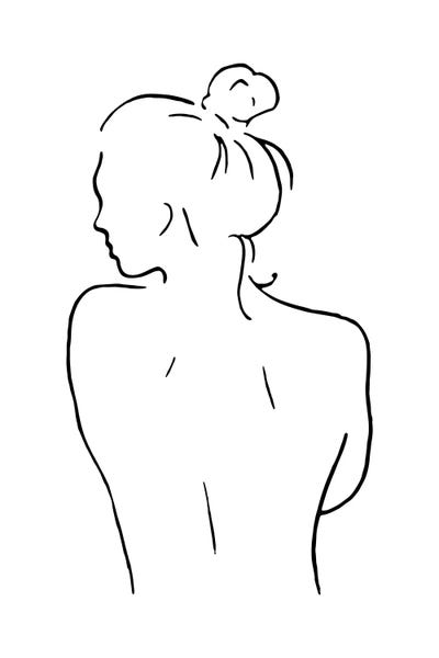 Bathroom Nudes: Female Body Sketch II - Black And White by Nouveau Prints