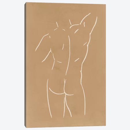 Male Body Sketch - Sand Canvas Print #NUV118} by Nouveau Prints Canvas Artwork