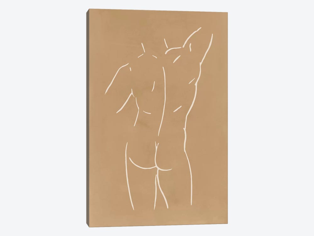 Male Body Sketch - Sand by Nouveau Prints 1-piece Canvas Artwork