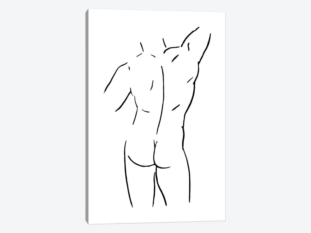 Male Body Sketch I - Black And White by Nouveau Prints 1-piece Canvas Print