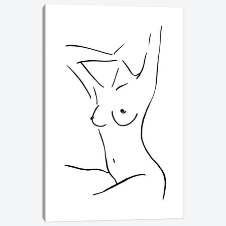 Female Body Sketch III - Black And White Canvas Print #NUV121} by Nouveau Prints Canvas Print