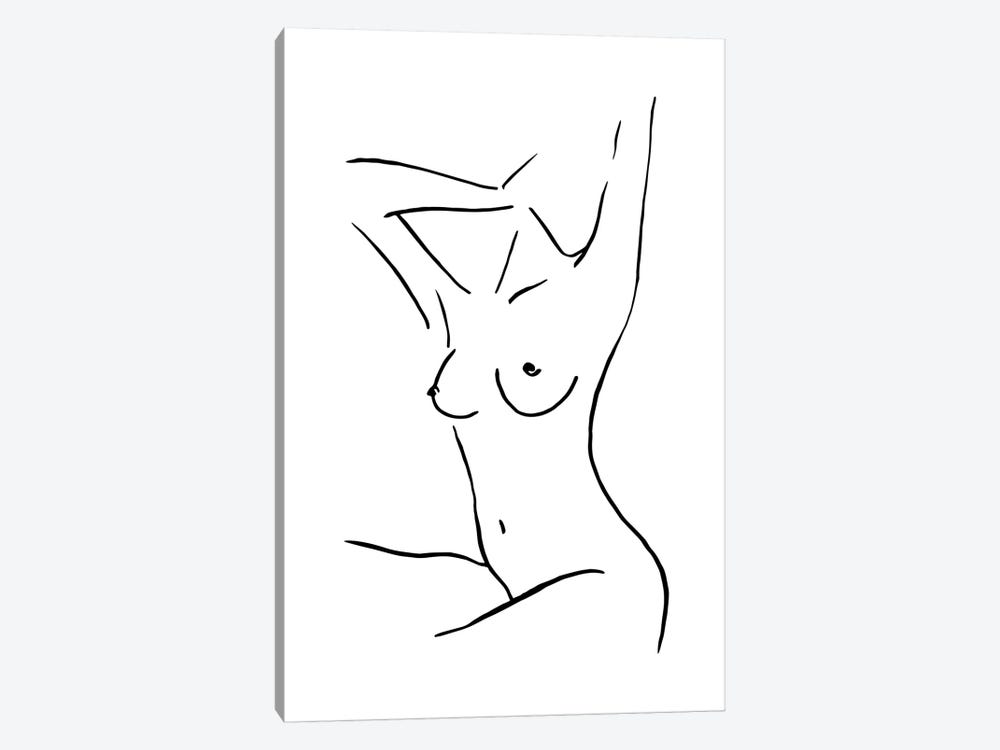 Female Body Sketch III - Black And White by Nouveau Prints 1-piece Canvas Artwork