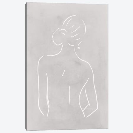 Female Body Sketch - Light Gray Canvas Print #NUV122} by Nouveau Prints Art Print