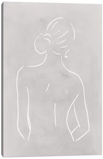 Female Body Sketch - Light Gray Canvas Art Print - Nouveau Prints