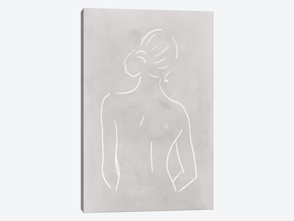 Female Body Sketch - Light Gray by Nouveau Prints 1-piece Art Print