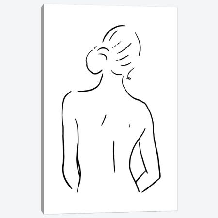 Female Body Sketch IV - Black And White Canvas Print #NUV123} by Nouveau Prints Canvas Print