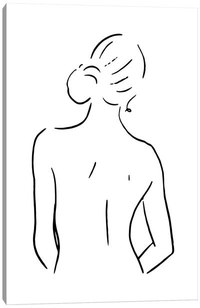 Female Body Sketch IV - Black And White Canvas Art Print - Line Art