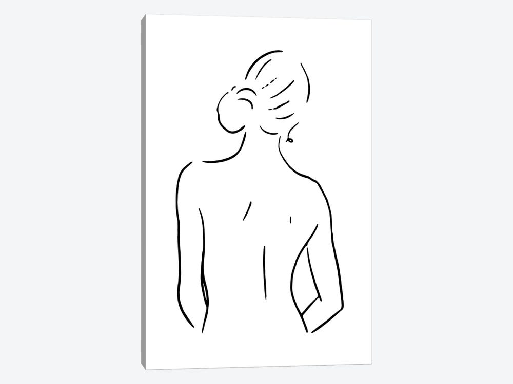 Female Body Sketch IV - Black And White by Nouveau Prints 1-piece Canvas Wall Art