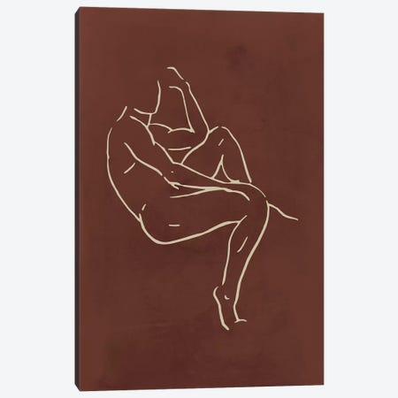 Male Body Sketch - Chocolate Canvas Print #NUV124} by Nouveau Prints Canvas Wall Art