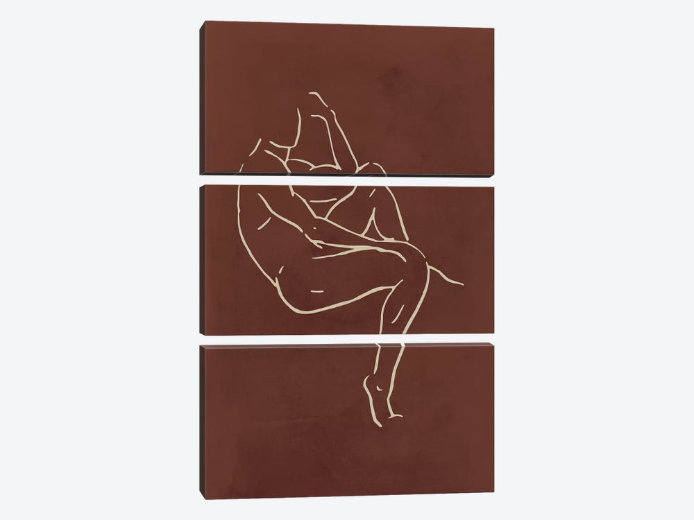 Male Body Sketch - Chocolate by Nouveau Prints 3-piece Art Print