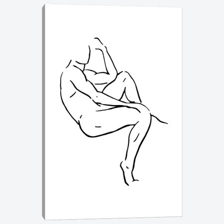Male Body Sketch II - Black And White Canvas Print #NUV125} by Nouveau Prints Canvas Art