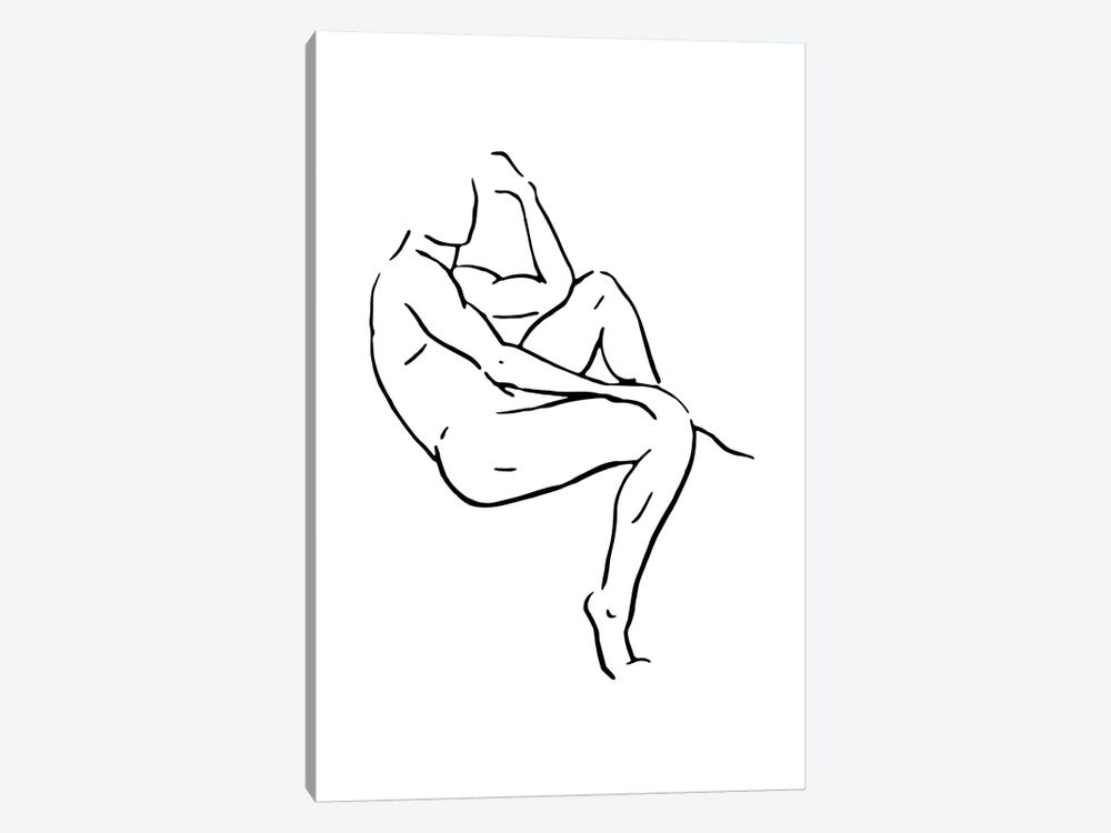 Male Body Sketch II - Black And White by Nouveau Prints 1-piece Canvas Wall Art