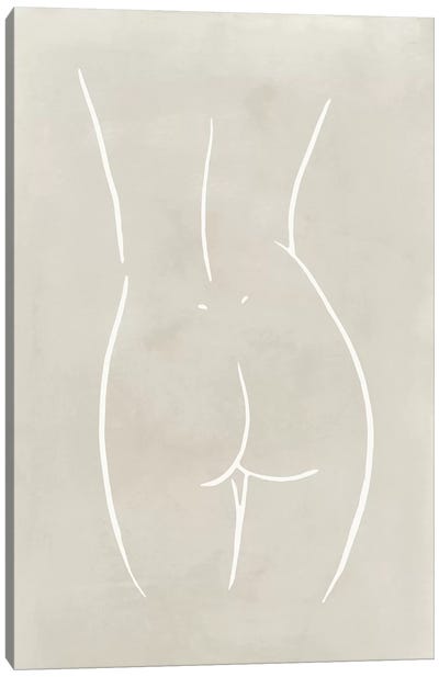 Female Body Sketch - Sand Canvas Art Print - Nouveau Prints