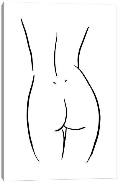 Female Body Sketch V - Black And White Canvas Art Print - Line Art