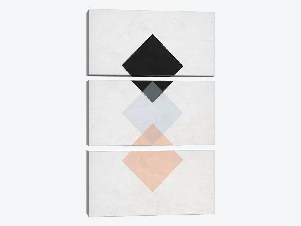 Squares - Gray Background by Nouveau Prints 3-piece Canvas Wall Art