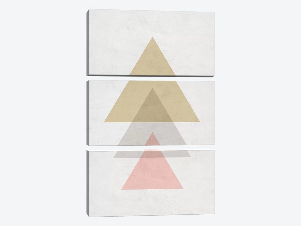 Triangles - Gray Background by Nouveau Prints 3-piece Canvas Print