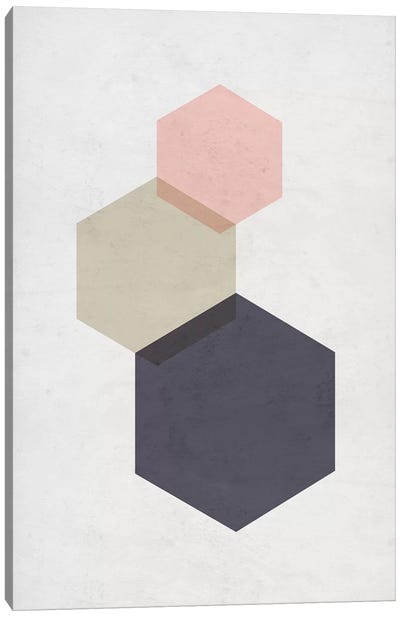 Hexagons - Gray Background Canvas Art Print - Nouveau Prints
