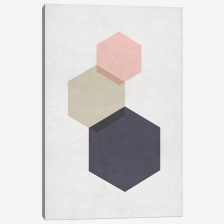 Hexagons - Gray Background Canvas Print #NUV143} by Nouveau Prints Art Print