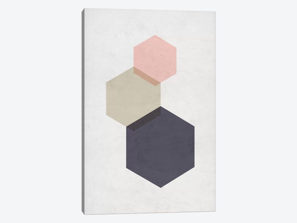 Hexagons - Gray Background by Nouveau Prints 1-piece Canvas Wall Art