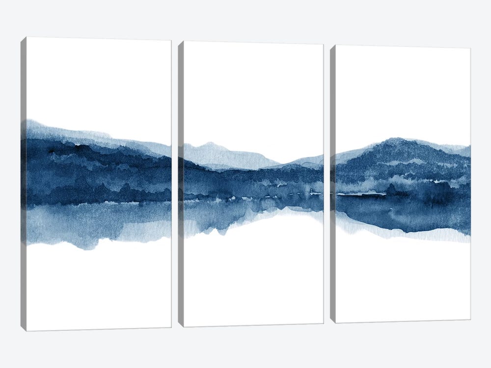 Watercolor Landscape X - Navy Blue by Nouveau Prints 3-piece Canvas Artwork