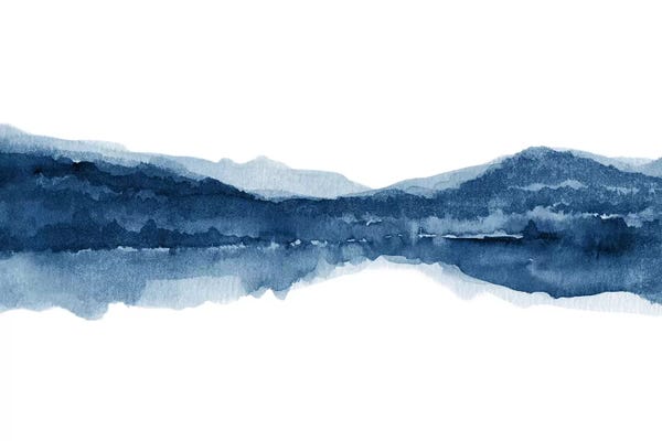 Hispanic & Latin American Artists: Watercolor Landscape X - Navy Blue by Nouveau Prints