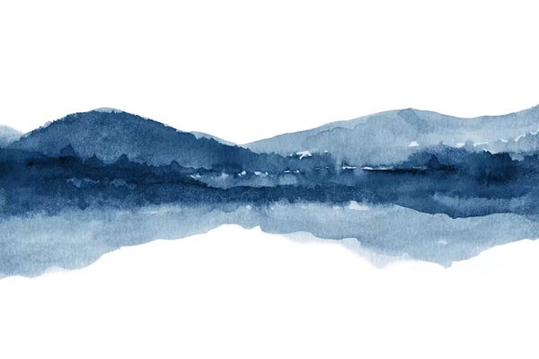 Watercolor Landscape XI - Navy Blue