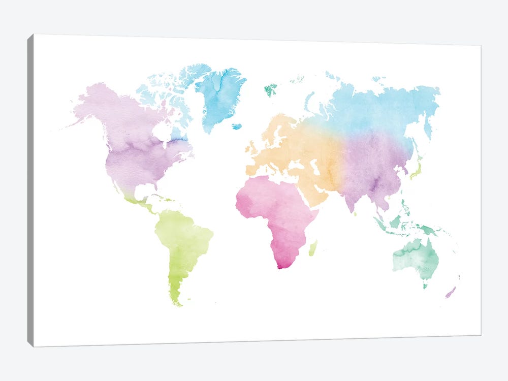 Watercolor World Map - Vivid Colors by Nouveau Prints 1-piece Art Print