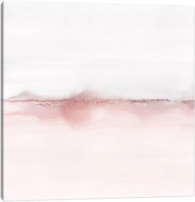 Watercolor Landscape VI - Blush Pink And Gray - Square Canvas Art Print - Nouveau Prints